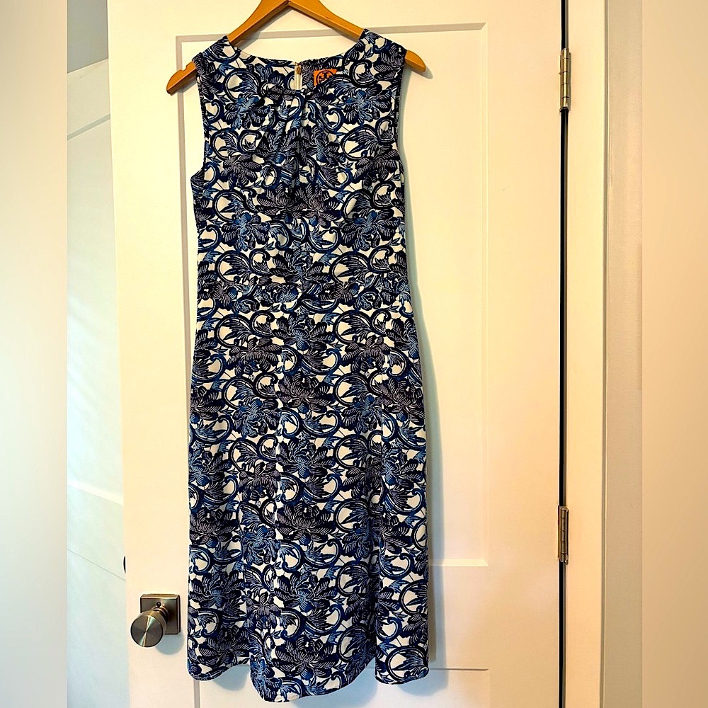 Tory Burch Blue and White Silk Dress